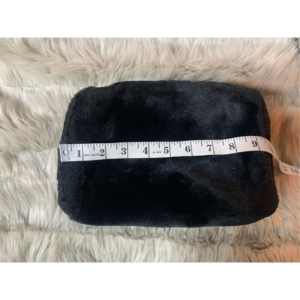 Anastasia Beverly Hills Black Faux Fur Cosmetic Makeup Bag